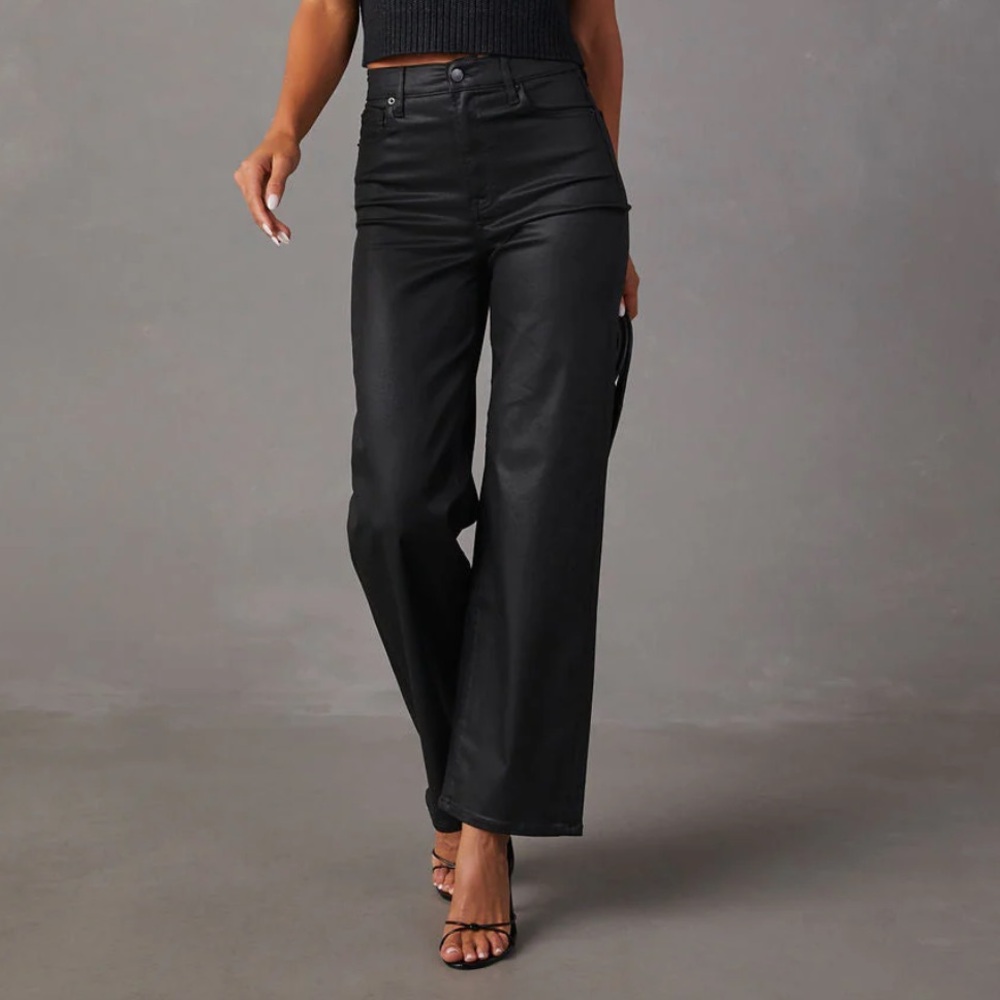 Coated High Rise Straight Jeans